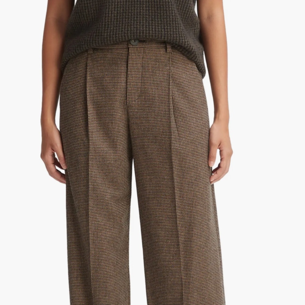 Vince Pleated Houndstooth Straight Leg Pants